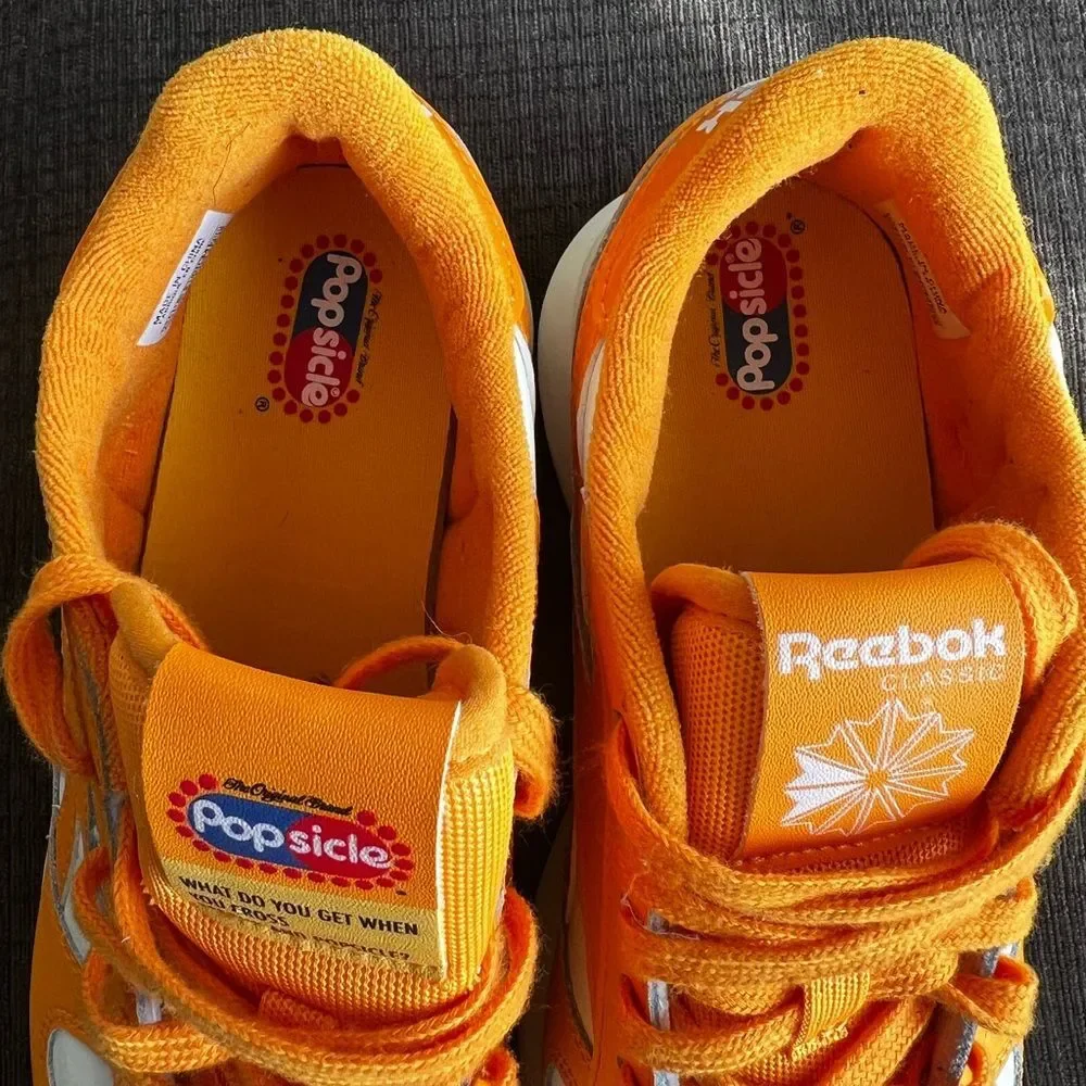 Reebok Popsicle Classic Leather SP Semi Fire Spark Running Shoes Orange Size 6.5